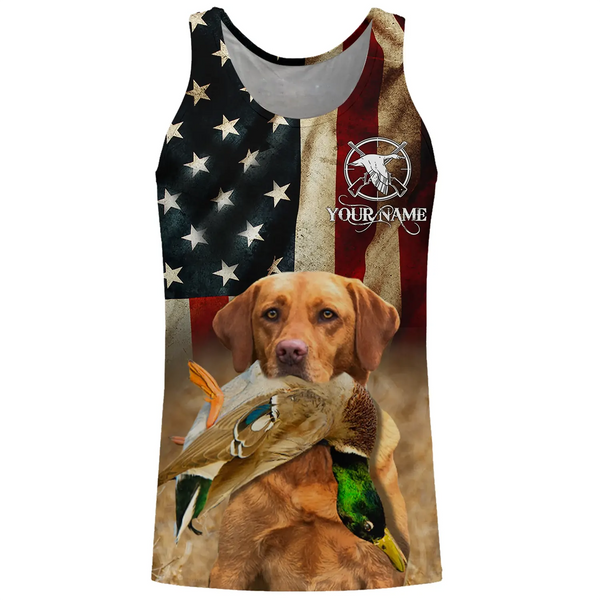 Personalized Fox red Labrador Retriever Duck Hunting Dogs American flag Shirts, Hunting gifts FSD3868