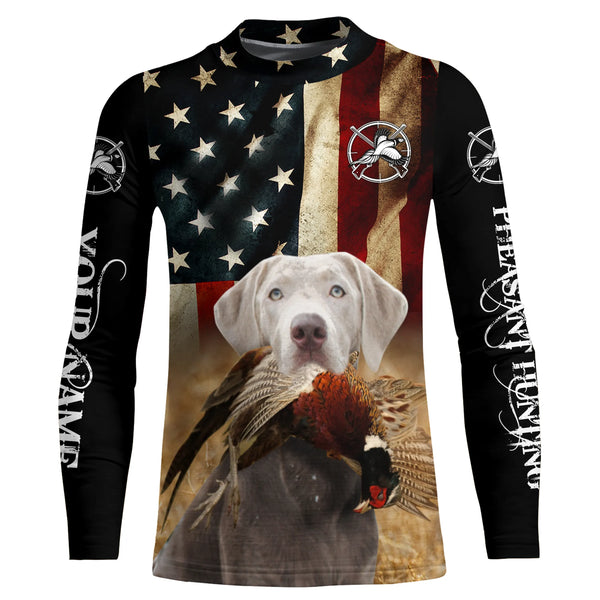 Silver Labrador Retriever Pheasant Hunting Dogs custom American flag Shirts, Hunting gifts FSD3874