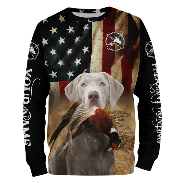 Silver Labrador Retriever Pheasant Hunting Dogs custom American flag Shirts, Hunting gifts FSD3874