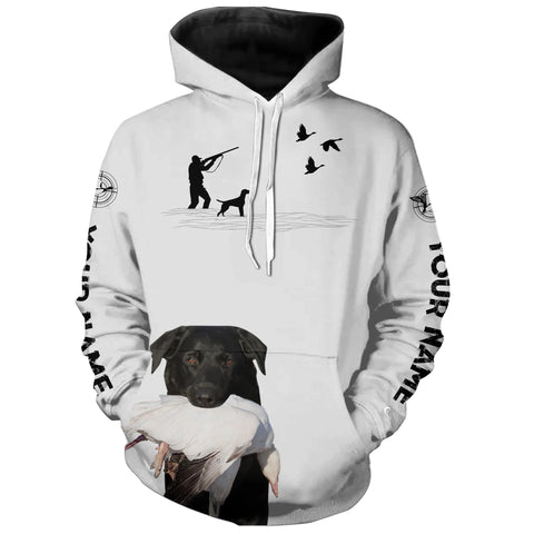 Snow Goose Hunting Clothes with dog Black Labs white Shirts Hoodie, Personalized waterfowl clothes FSD3912