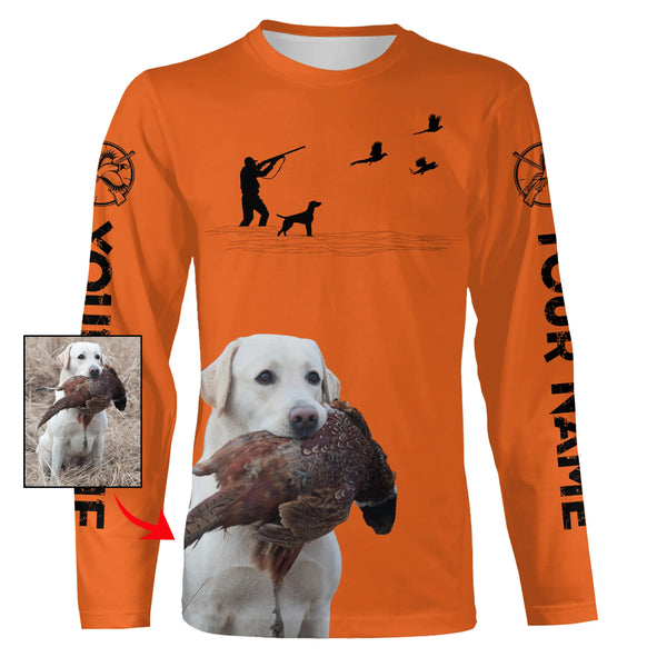 Custom Photo of Hunting Dog orange shirts for Bird Hunters FSD3914