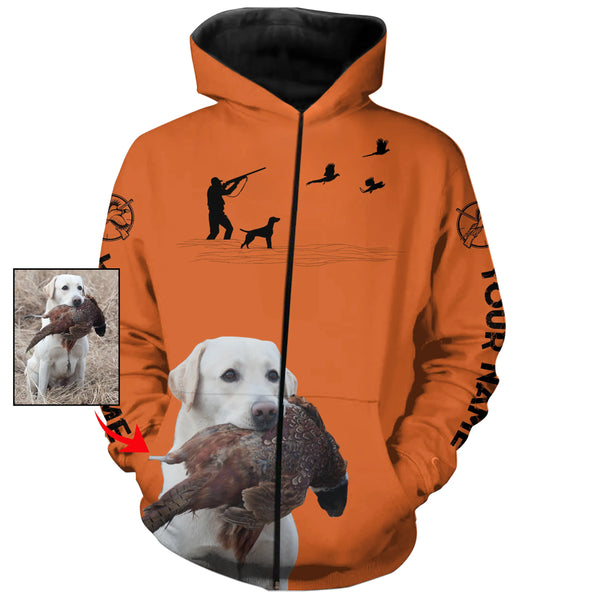 Custom Photo of Hunting Dog orange shirts for Bird Hunters FSD3914