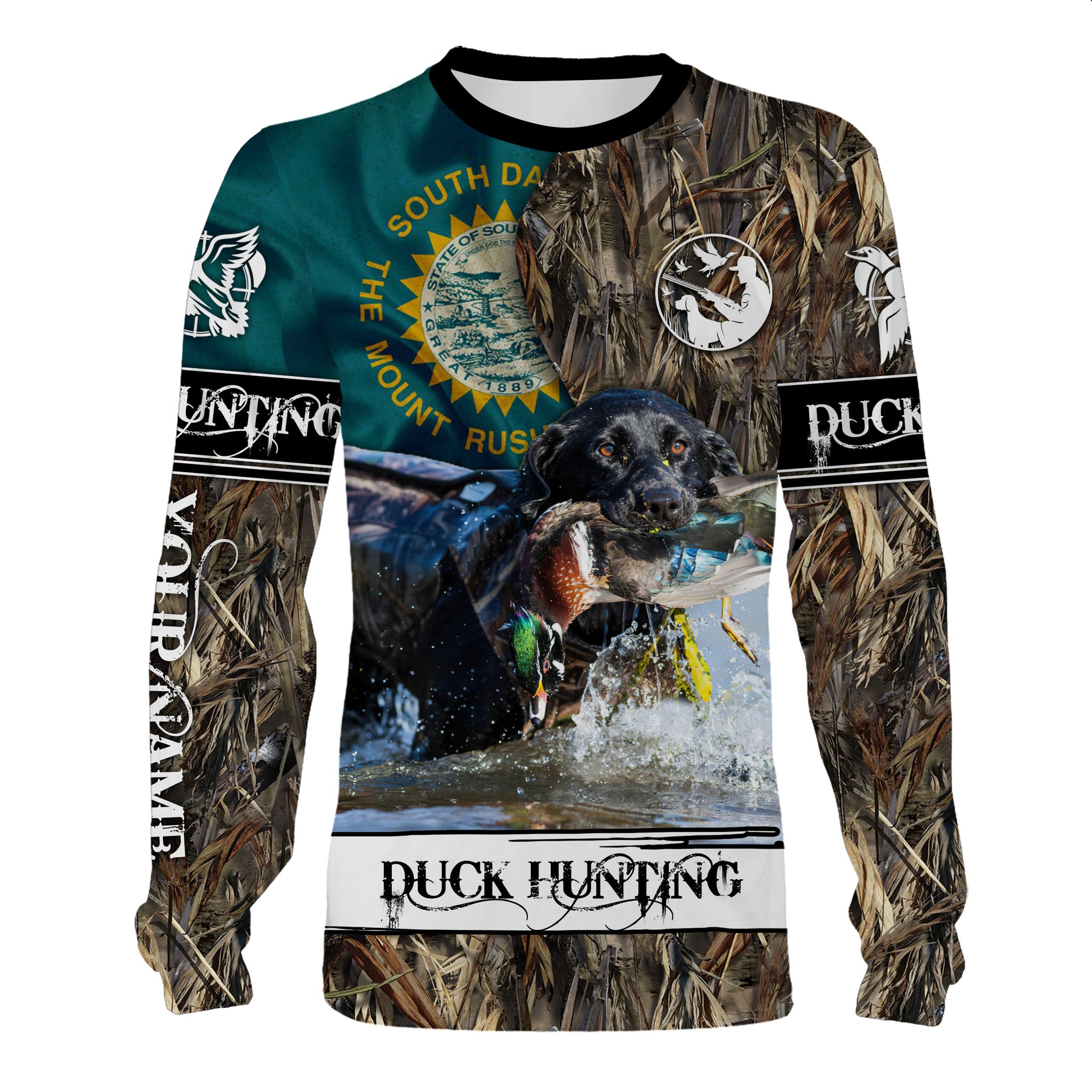 South Dakota Duck hunting Waterfowl Camo Custom Full Printing Shirt, Hoodie - Duck hunting gifts FSD3337