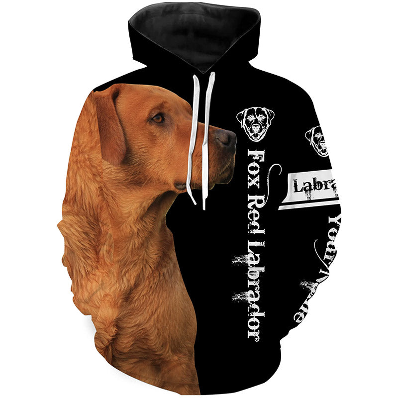 Fox Red Lab 3D All Over Printed Shirts, Hoodie Labrador Retriever Dog Gifts for Labs Lovers | Black FSD3600