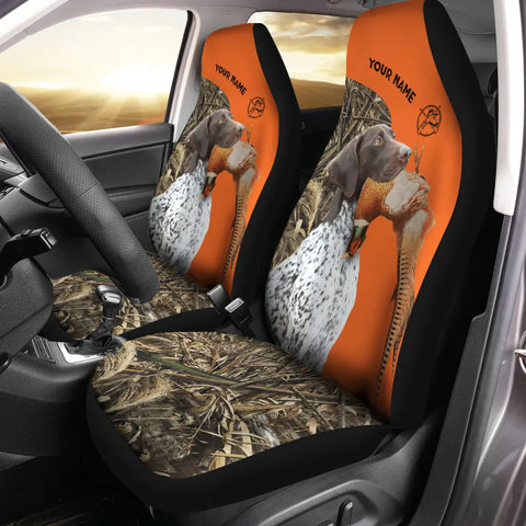 Pheasant hunting Dogs camo custom name car seat covers, Bird hunting car accessories Set of 2 FSD3885