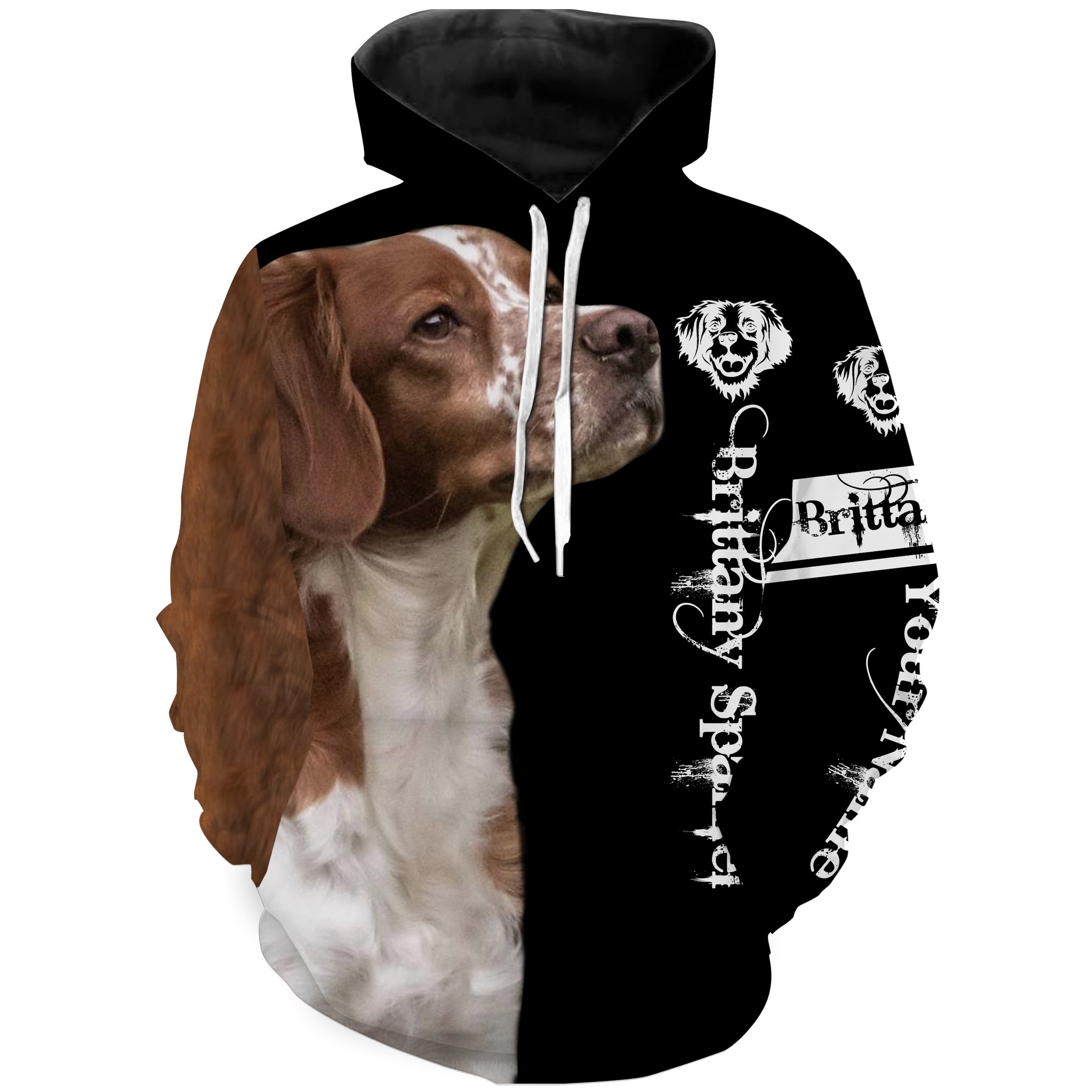 Brittany Spaniel Custom Name 3D All Over Printed Shirts, Hoodie, T-shirt Brittany Dog Gifts for Dog Lovers FSD2701