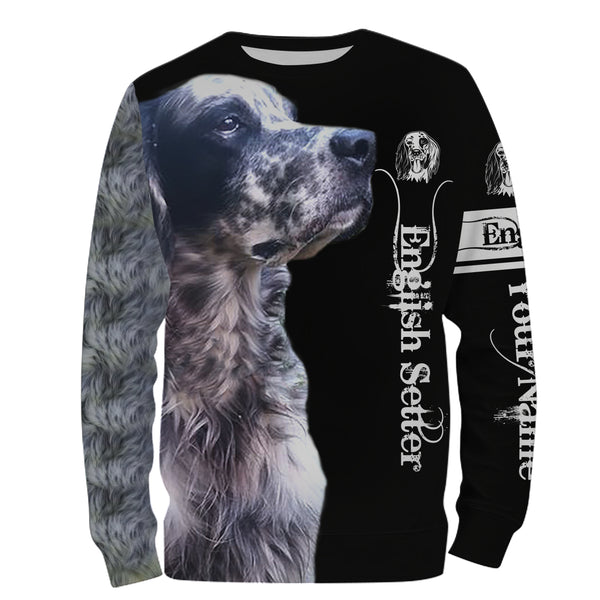 English Setter Custom Name 3D All Over Printed Shirts, Hoodie, T-shirt Setter Dog Gifts for Dog Lovers FSD2704