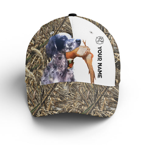 Pheasant hunting with English Setter 3D camo Custom Name hunting hat Adjustable Unisex hunting Baseball hat FSD2714