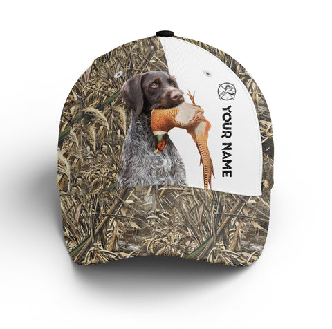 Pheasant hunting with deutsch drahthaar 3D camo Custom Name hunting hat Adjustable Unisex hunting Baseball hat FSD2722