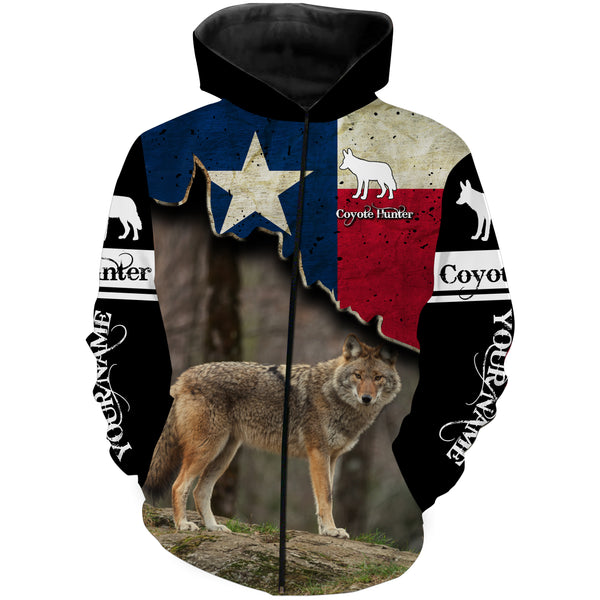 Coyote Hunting Texas flag Custom Name 3D All over print Shirts - Personalized Coyote Hunting gifts FSD3056