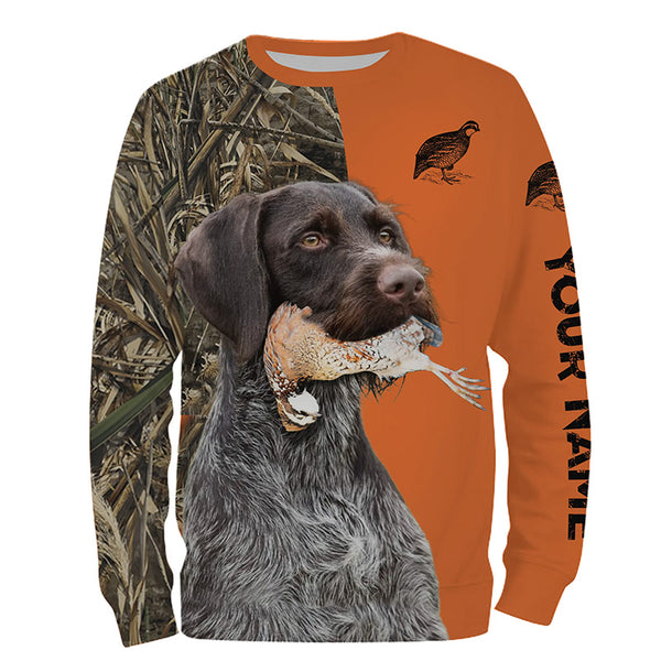 Quail hunting with German Wirehaired Pointer Bird hunting shirts, Pointing dog hunting gifts FSD3735