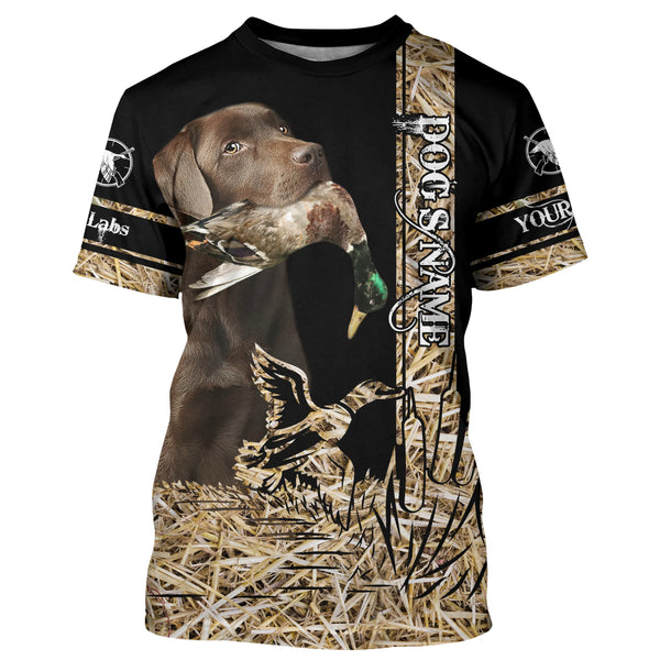 Chocolate Labs Retriever Dog Duck Hunting waterfowl camo Shirts for Duck Hunters FSD3927