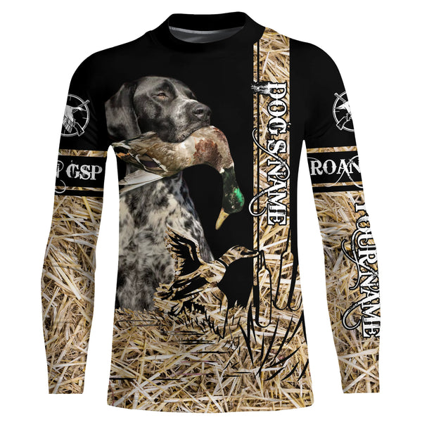 Black roan GSP Dog Duck Hunting waterfowl camo Shirts for Duck Hunters FSD3931