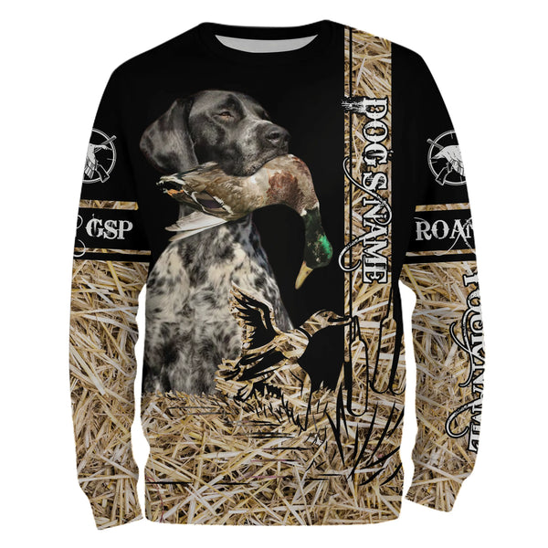 Black roan GSP Dog Duck Hunting waterfowl camo Shirts for Duck Hunters FSD3931