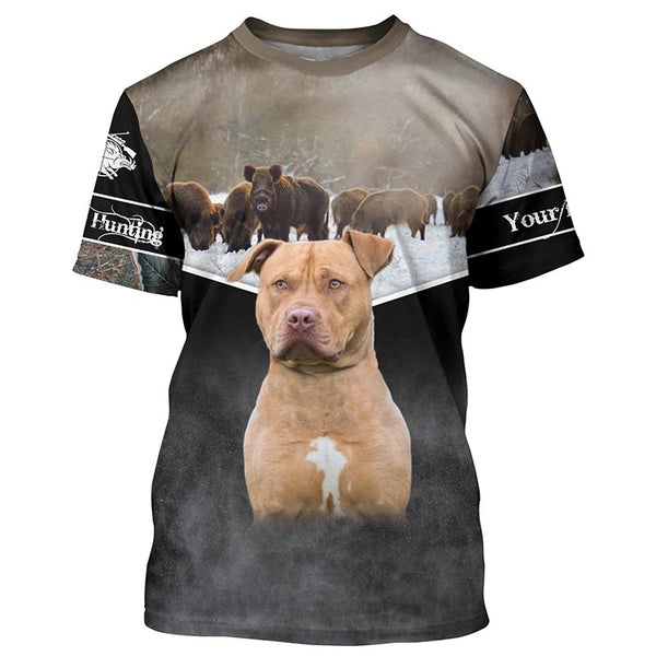 Terrier Pitbull Hog hunting with Dogs custom Name 3D All over printed Shirts, Hoodie FSD3857