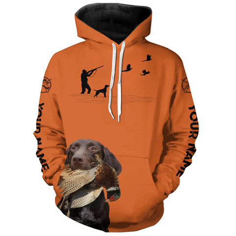 Solid liver GSP Dog Pheasant Hunting customized Name Shirts for Bird Hunting adventures FSD3935