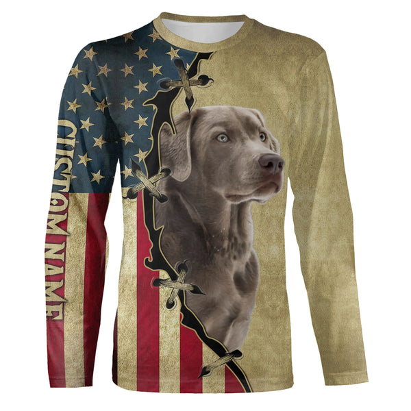 Silver Labrador Retriever American flag T-shirt, Hoodie, Long sleeve Shirt, custom Dog lover Shirt FSD3940