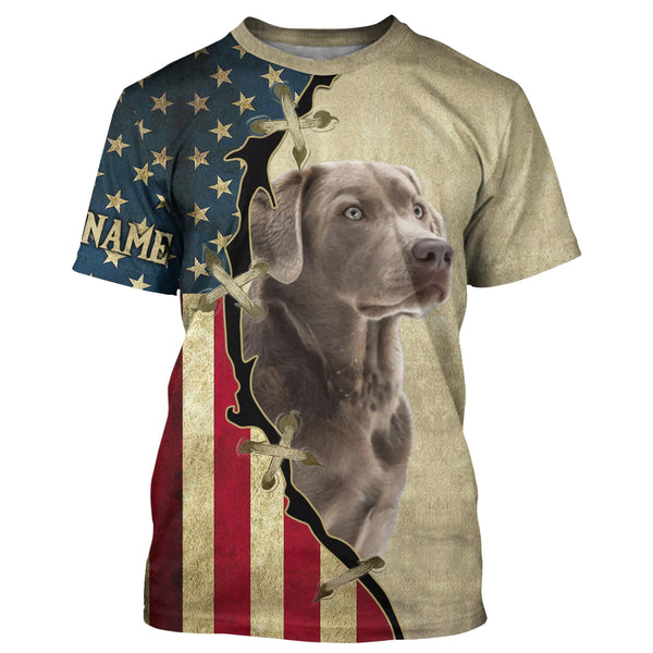 Silver Labrador Retriever American flag T-shirt, Hoodie, Long sleeve Shirt, custom Dog lover Shirt FSD3940