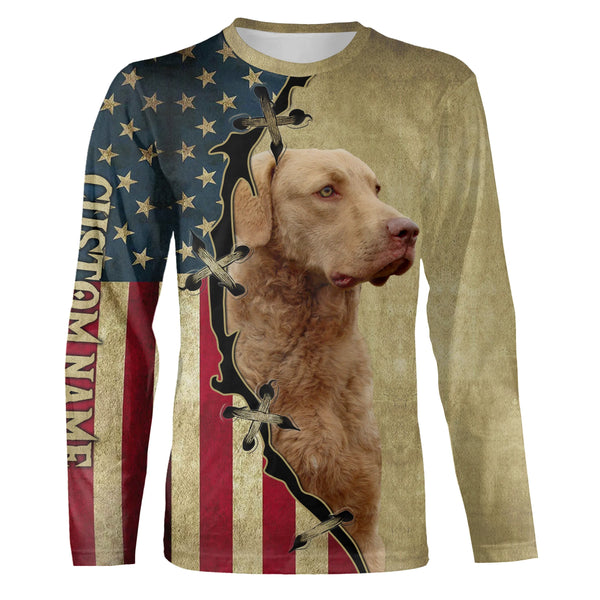 Chesapeake Bay Retriever American flag T-shirt, Hoodie, Long sleeve Shirt - Custom Dog lover Shirt FSD3944