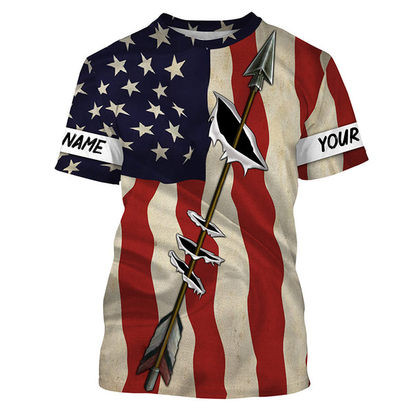 Archery Bow Hunting American flag custom Name 3D All over printed Shirts - Personalized Archers Gifts FSD3539