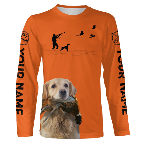 Golden Retriever Dog Pheasant Hunting Custom name Orange Shirts for Upland hunters FSD3952