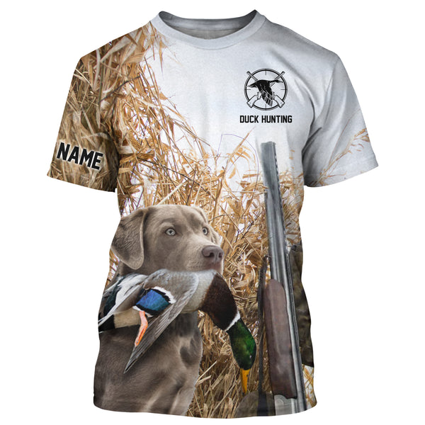 Duck hunting with Dog Silver Labs Custom Name All over print Shirts, Duck hunting gifts FSD4020