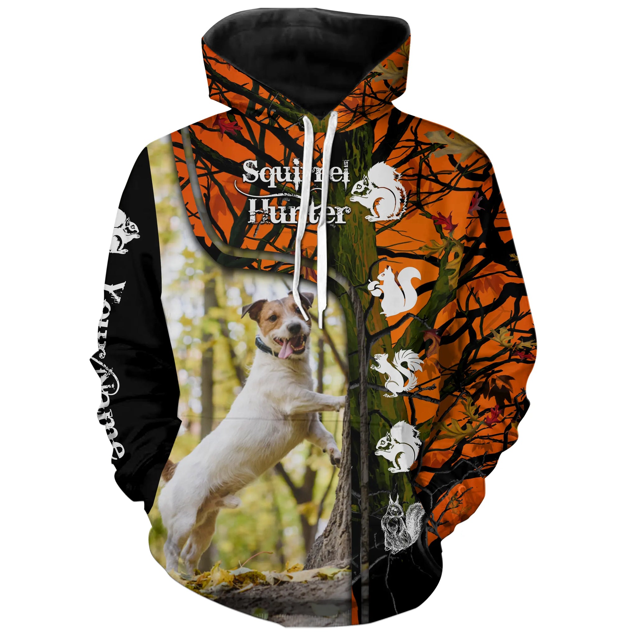 Squirrel Hunting Dogs Russell Terrier orange camo Custom Name 3D All over print Shirts, hunting gifts FSD3859