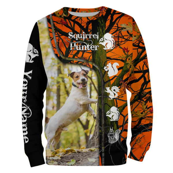 Squirrel Hunting Dogs Russell Terrier orange camo Custom Name 3D All over print Shirts, hunting gifts FSD3859