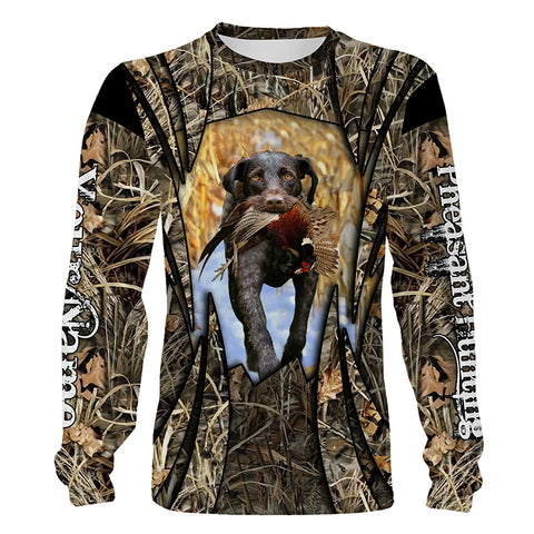 Pheasant hunting with German wirehaired pointers GWP custom Name 3D All over print Shirts, Hoodie FSD3674