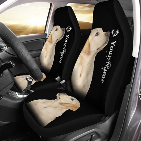 Yellow Labrador Custom Name 3D All Over Printed Seat Covers - Car Accessories Set of 2 FSD2824