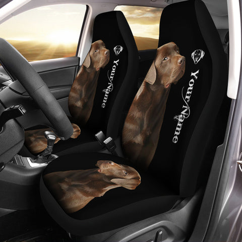 Chocolate Labrador Custom Name 3D All Over Printed Seat Covers - Car Accessories Set of 2 FSD2825