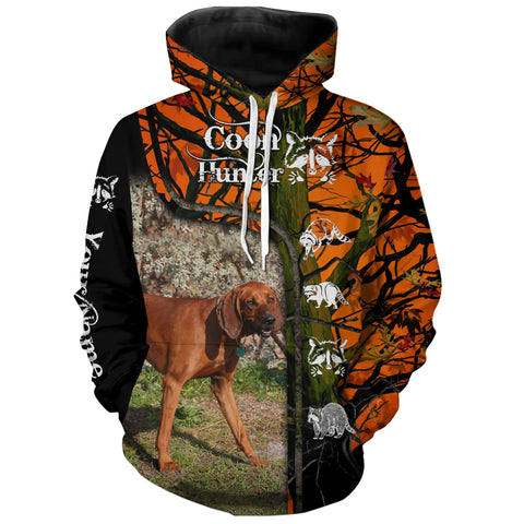 Redbone Coonhound Raccoon Hunting Dog Custom name orange camo 3D All over print Shirt, Hoodie FSD3862