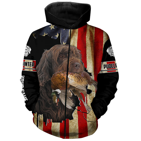Pudelpointer Pheasant hunting Dogs American flag Custom Name Shirts, gifts for hunting dog owners FSD3798