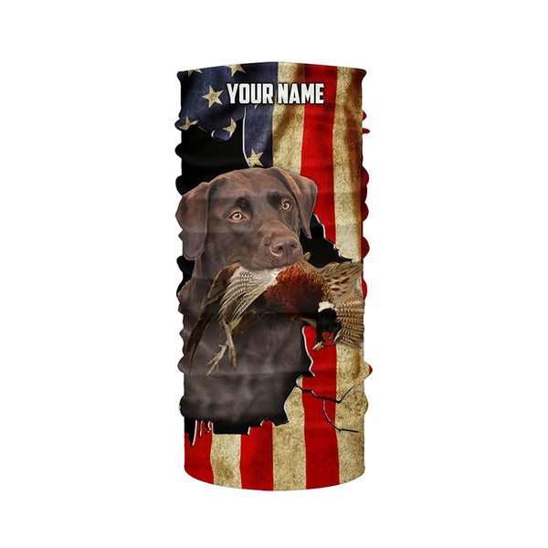 Bird Dog Labs Chocolate Labrador Pheasant hunting American flag Custom Name Shirts, Hoodie FSD3803