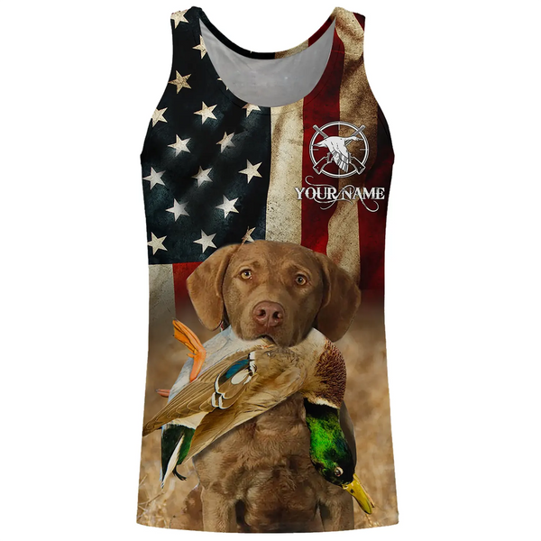 Best Duck Hunting Dog Chesapeake Bay Retriever American flag 3D All over printed Shirts FSD3863