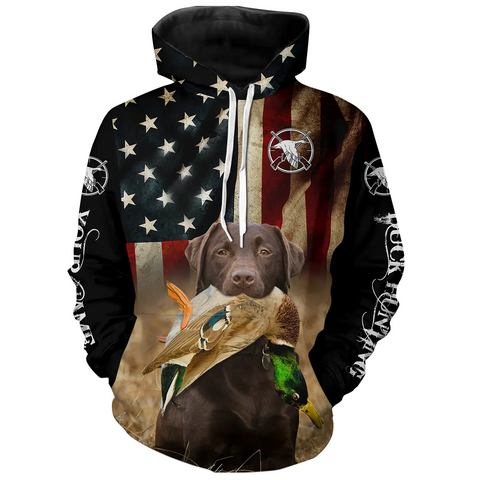 Best Duck Hunting Dogs chocolate Labrador Retriever American flag 3D All over printed Shirts FSD3865