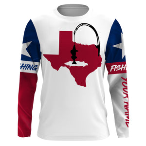 TX Texas Flag Ice Fishing T-Shirt, Long Sleeves - Personalized Fishing Gift for Men, women and Kid - FSD2838