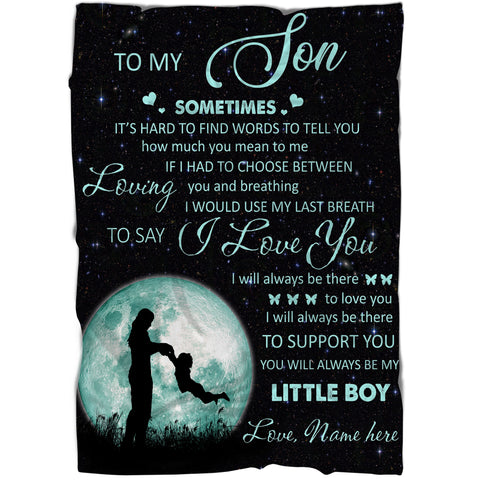 I Love You Little Boy Personalized Blanket, Fleece Blanket, Gift for Son, Birthday Gift - TNN8D03