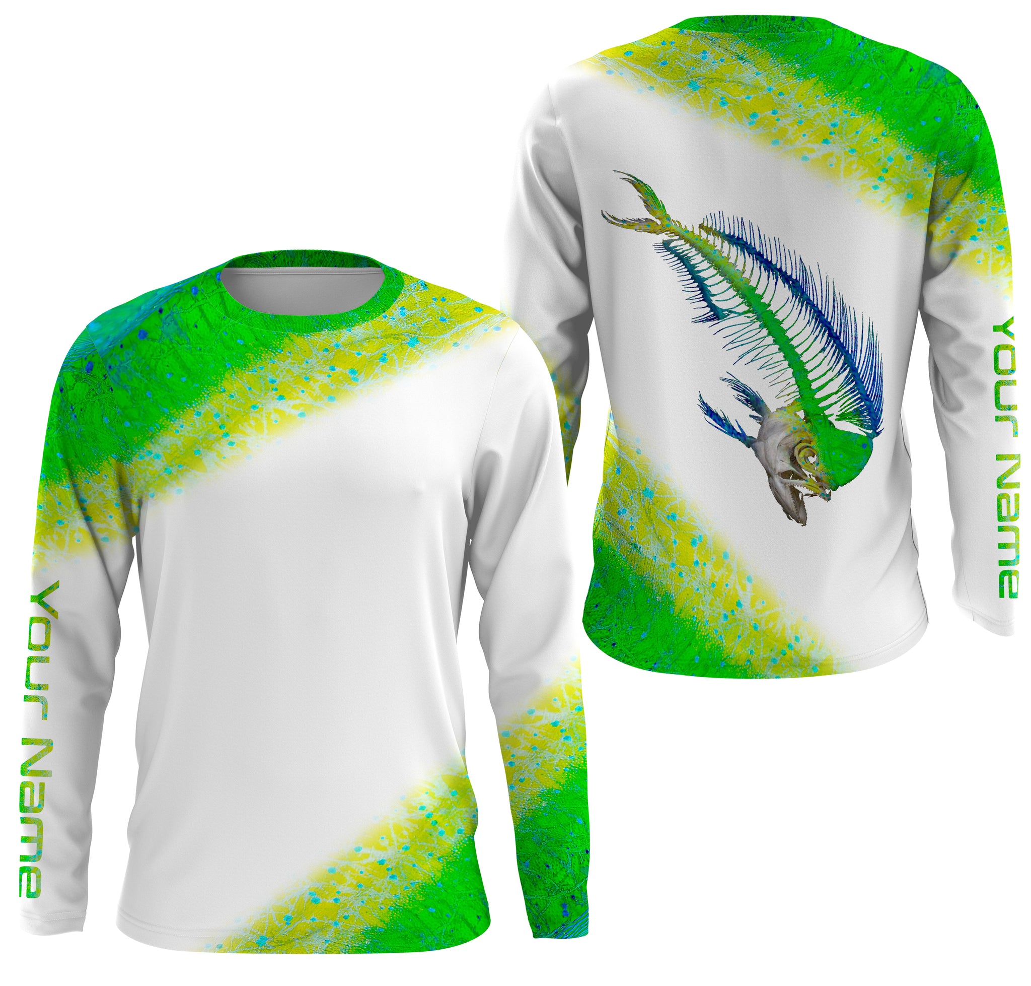 Mahi Mahi Long Sleeve Fishing Shirt for Men, Personalized Performance Fishing Shirts TTS0029 Long Sleeves UPF / 2XL
