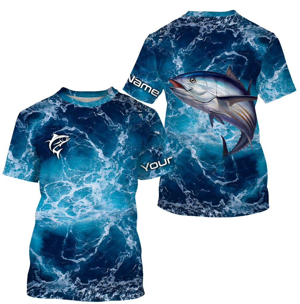 Tuna Fishing Sea Water Customize Name Fishing Shirts, Long Sleeve Fish –  Myfihu