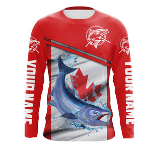 Canadian Flag salmon Fishing Custom long sleeve performance Fishing Sh –  Myfihu
