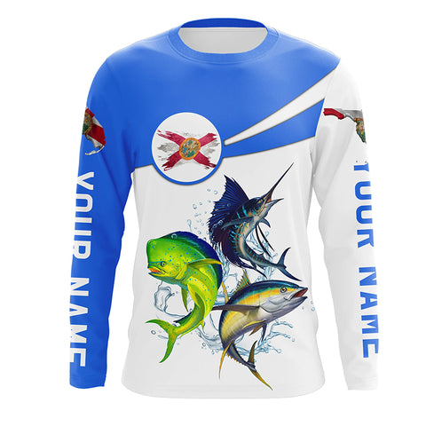 Florida Mahi Mahi, Sailfish, Tuna Fishing Long Sleeve Performance Fishing Shirt TTS0679