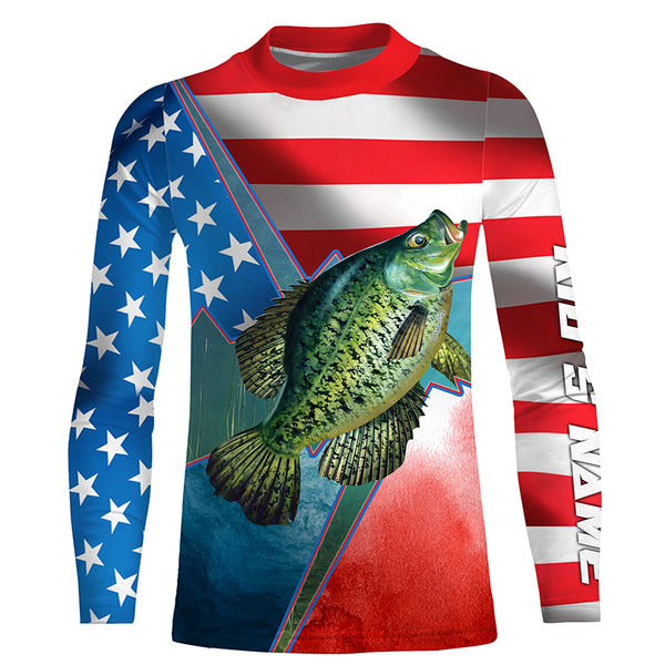 American Crappie Fishing UPF 30+ Men’s Long Sleeve Fishing Shirt, Fisherman costume TTS0694