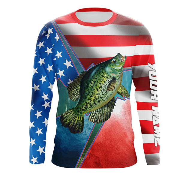 American Crappie Fishing UPF 30+ Men’s Long Sleeve Fishing Shirt, Fisherman costume TTS0694