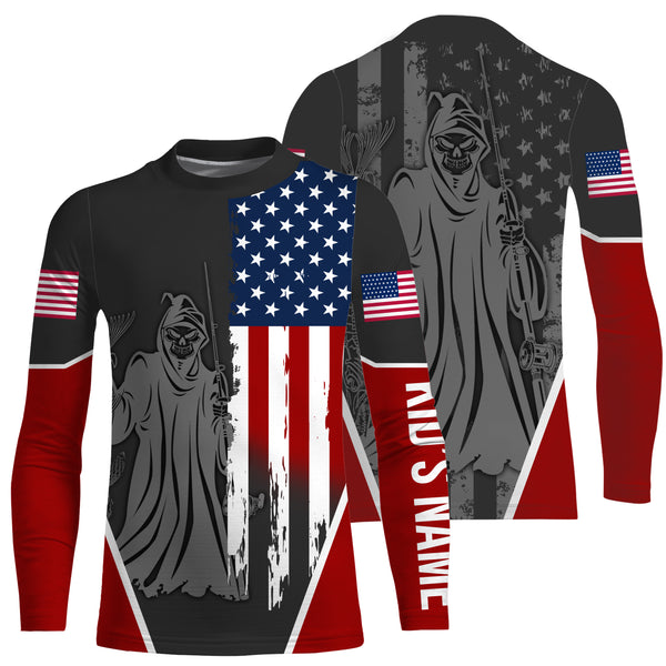 Fish Reaper Custom Long Sleeve performance Fishing Shirts, Personalized American Clothing TTS0134