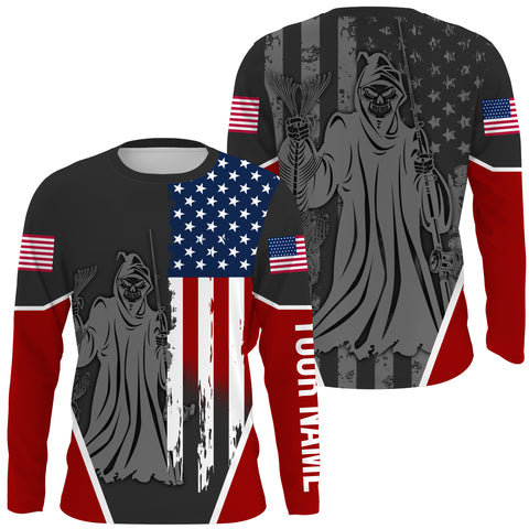 Fish Reaper Custom Long Sleeve performance Fishing Shirts, Personalized American Clothing TTS0134