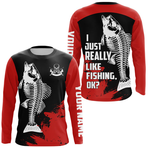 Fish Skeleton Long Sleeve Fishing Shirt for Men, Fish Reaper Performance Clothing TTS0141