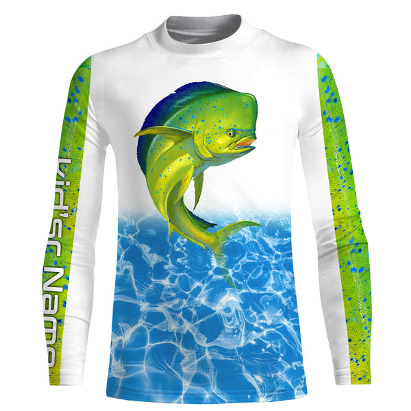 Mahi Mahi Long Sleeve Fishing Shirt for Men, Personalized Performance Clothing TTS0143