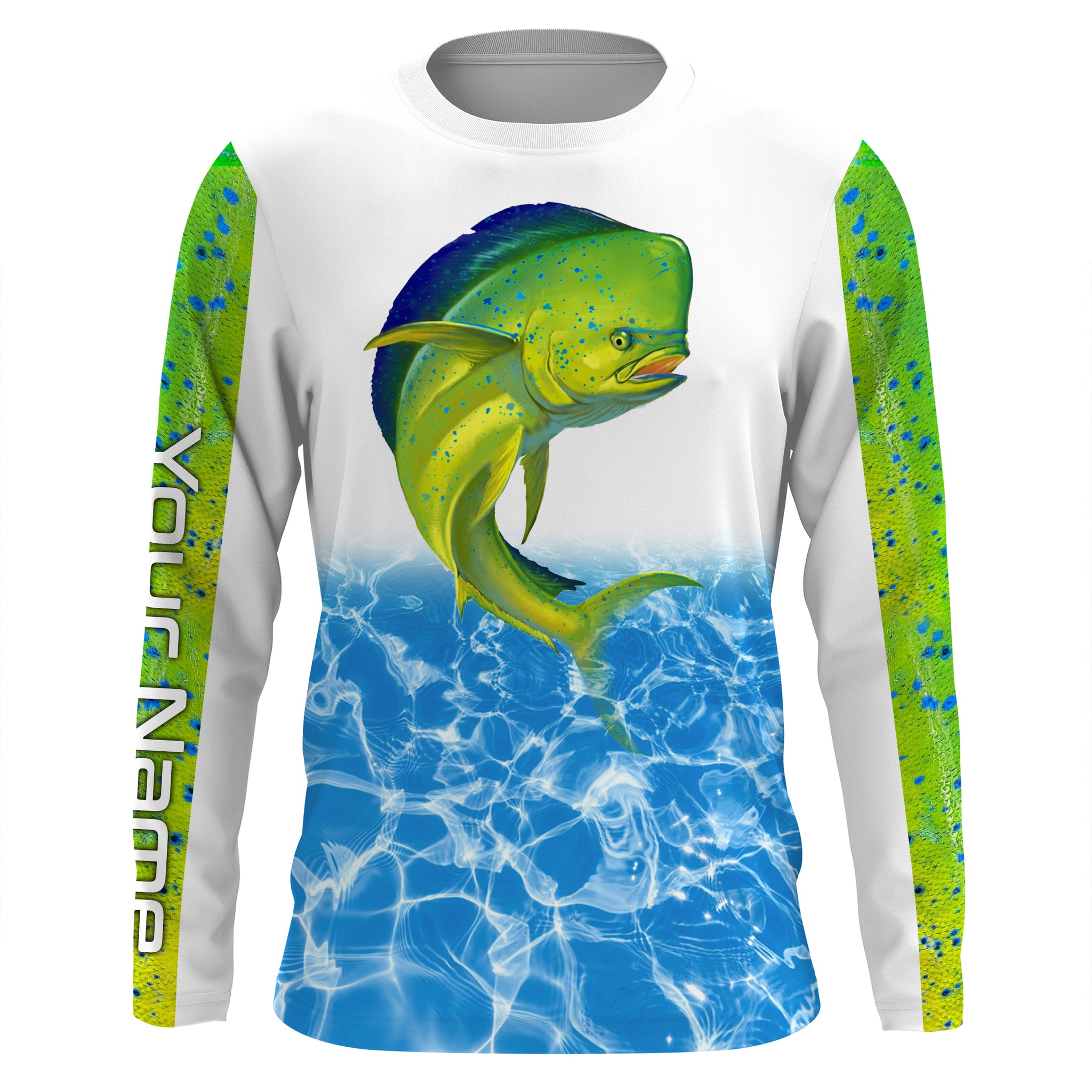 Mahi Mahi Long Sleeve Fishing Shirt for Men, Personalized