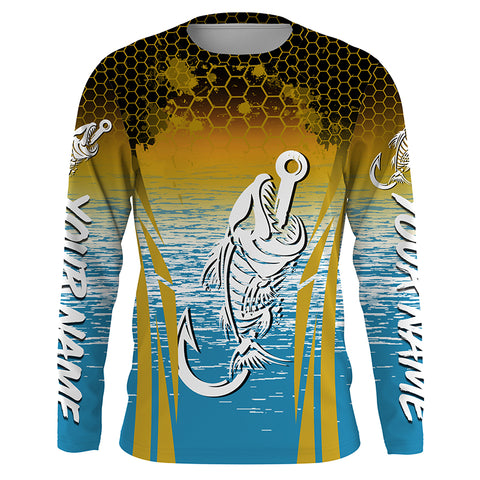 Fish hook skull Long Sleeve tournament Fishing jerseys Shirts UPF 30+ for Fisherman TTS0172